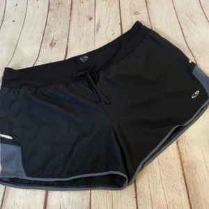 Champion Black and Grey Lined Poly Spandex Mesh Running Shorts